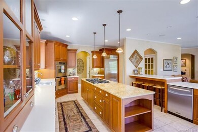 Large kitchen Island with granite, gas cooktop sto