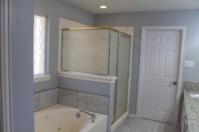 Primary bathroom with tub and shower