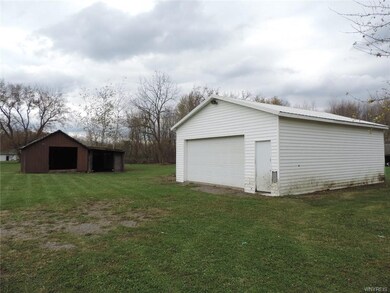 The back yard, garage & shed.