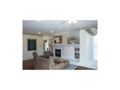 Open hearth area with see-thru fireplace.