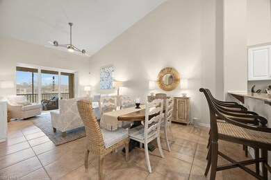 The open floor plan blends the dining and living a