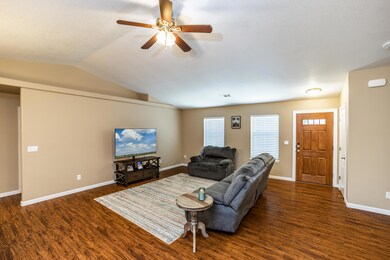 great room with front door