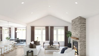 Great room with vaulted ceiling