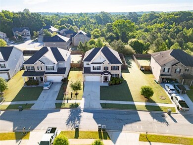 Aerial perspective of suburban area with a heavily