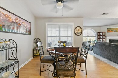 Dining area looking into living room