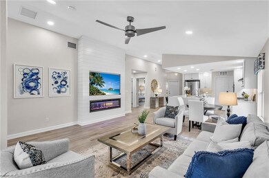 Look at the feature wall with linear fireplace & t