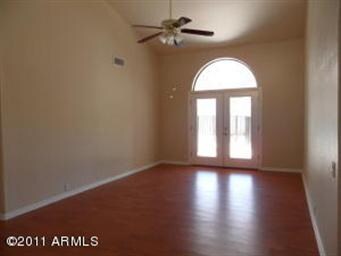 living room with french doors to patio