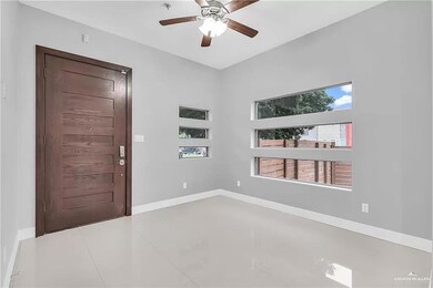 living room featuring ceiling fan
