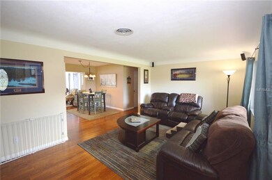 View of the family room and dining area.