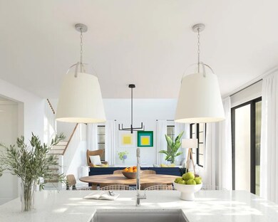 Kitchen overlooking dining area