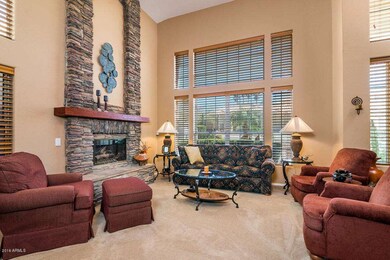 Fireplace with stone accent