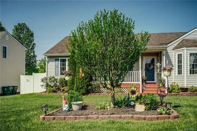 Garden in front.  The Rose of Sharon tree blooms d