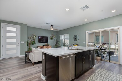 Kitchen with visible vents, light wood finished fl