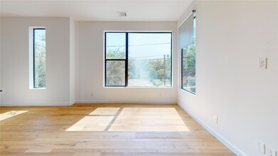 Master Bedroom with light hardwood / wood-style fl