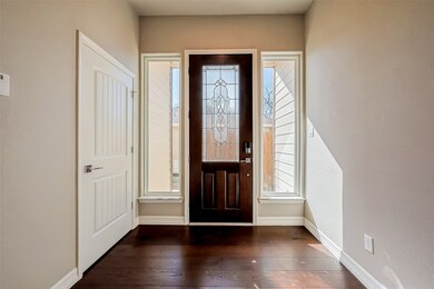 This grand entry has a 9 ft. ceiling with a dark l