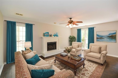 Front living room is enhanced with virtual staging