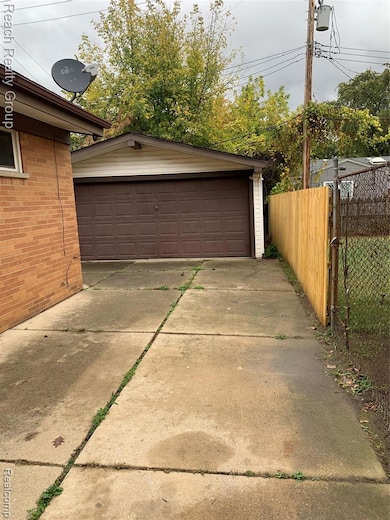 View of detached garage