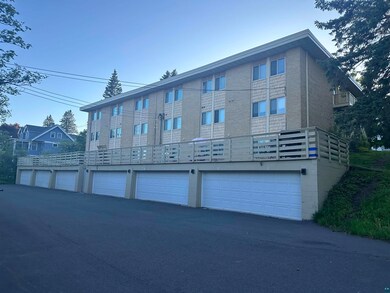 View of front of property with a garage