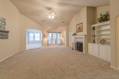 View of the spacious living room upon entering the