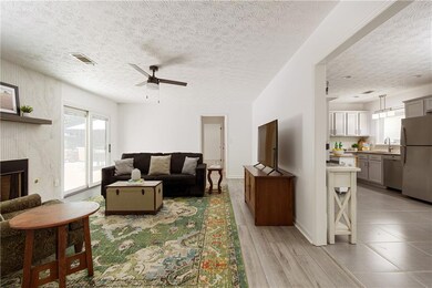 From front foyer, fireside living room is to the right.