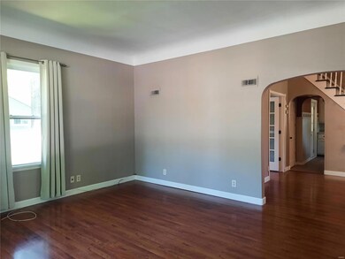 Living room flows into dining room