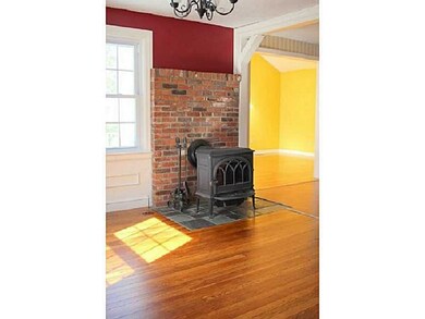 Dining Room. wood stove for cozy dining