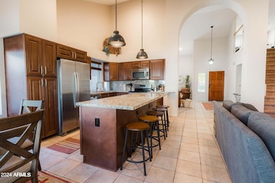 Kitchen overlooks family room