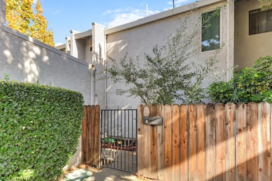 The wrought iron gate secures the courtyard to the front entry door.