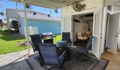 View of patio with area for grilling