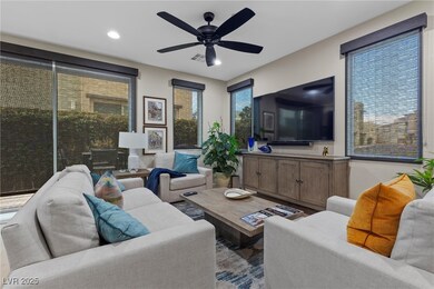 Living room featuring recessed lighting, visible v