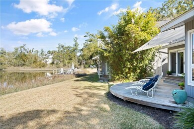Private backyard and dock in background