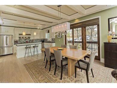 The dining room connects to the great room in one 
