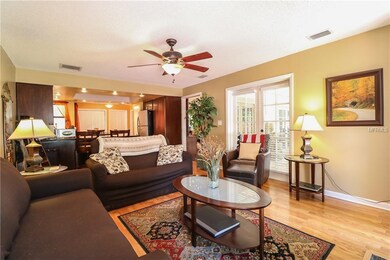 View from the living room into the kitchen.