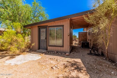 Attached storage shed.