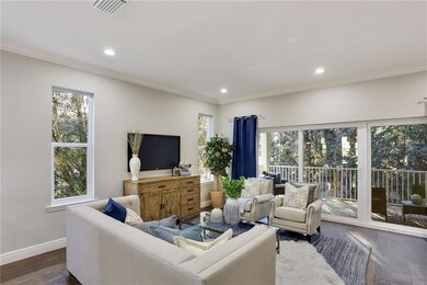 Exterior sliding doors open up to oversized rear p