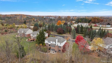 Aerial perspective of suburban area