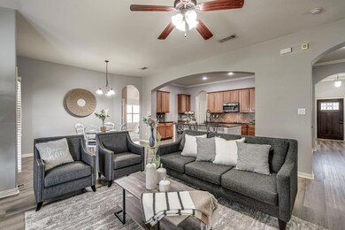 Spacious living room with fireplace
