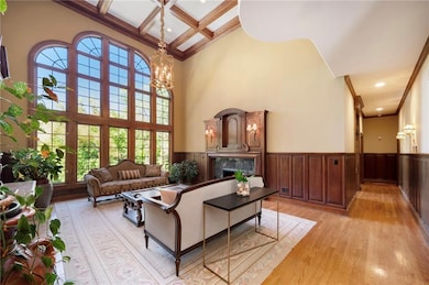 2 Story coffered ceilings with built in Sideboard & Mantel imported from Germany