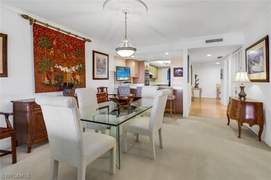 View of carpeted dining space