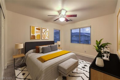 2nd Bedroom with ceiling fan & light with two wind
