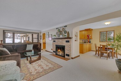 This main living area is open to the dining area a