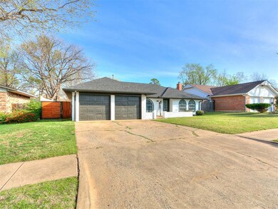 Ranch-style house with fence, a chimney, a garage,