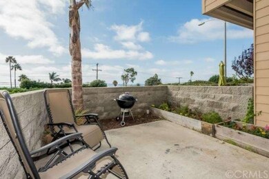 Private patio off of the living room with planters