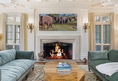 Great Room massive marble fireplace