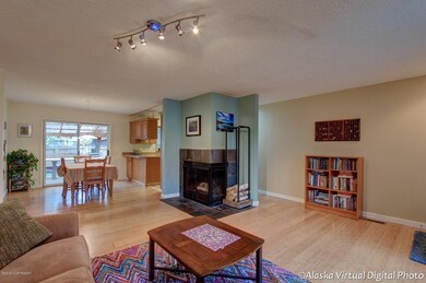Living Room with Wood Burning Fireplace