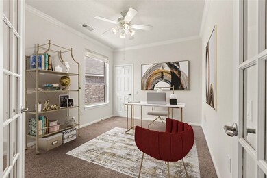 Private study or third bedroom with French doors