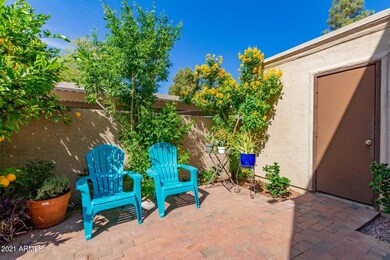 Lush entry with citrus trees!