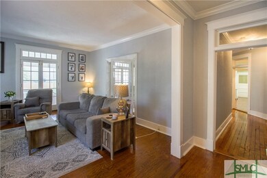 Living area and view down the hallway