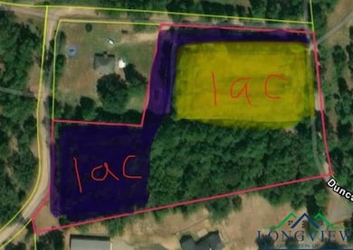 Aerial map of property and surrounding area featuring property boundaries highlighted