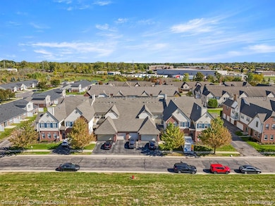 Aerial perspective of suburban area